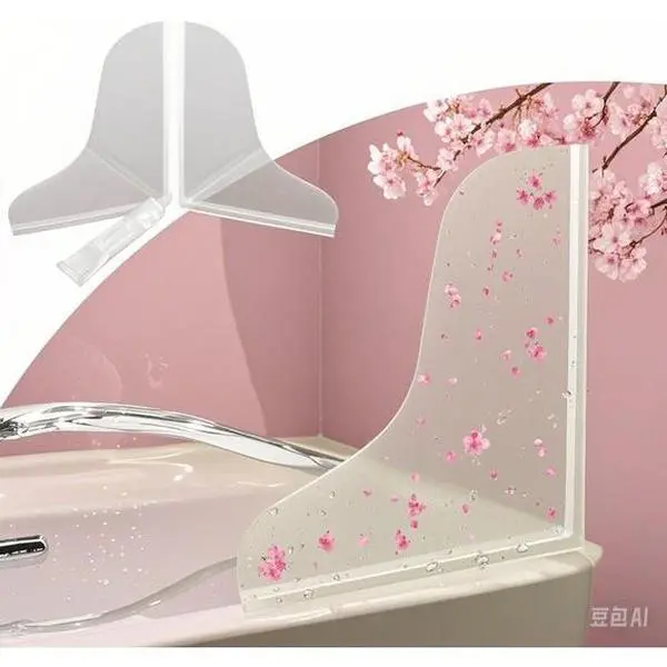 Clear Bathtub Corner Water Guard with Adhesive, Reusable Shower Splash Protector for Washbasin and Sinks, Waterproof Bathroom Seal Strip, Easy Installation for Tubs and Showers - 2Pack Silicone Transparent