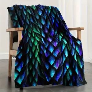 Colorful Dragon Scale Pattern Blanket, Soft Comfortable Warm Throw Blanket, Cool Bedroom Bedding Blankets for Home Office Camping Travel, Soft Fleece Blanket summervibes