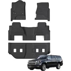 Floor Mats for 2015-2020 Chevy Suburban Only 7 Seats (2nd Row Bucket Seats) & GMC Yukon XL(Only Yukon XL Not Fit Yukon), TPE All Weather Protection Car Floor Liners Accessories