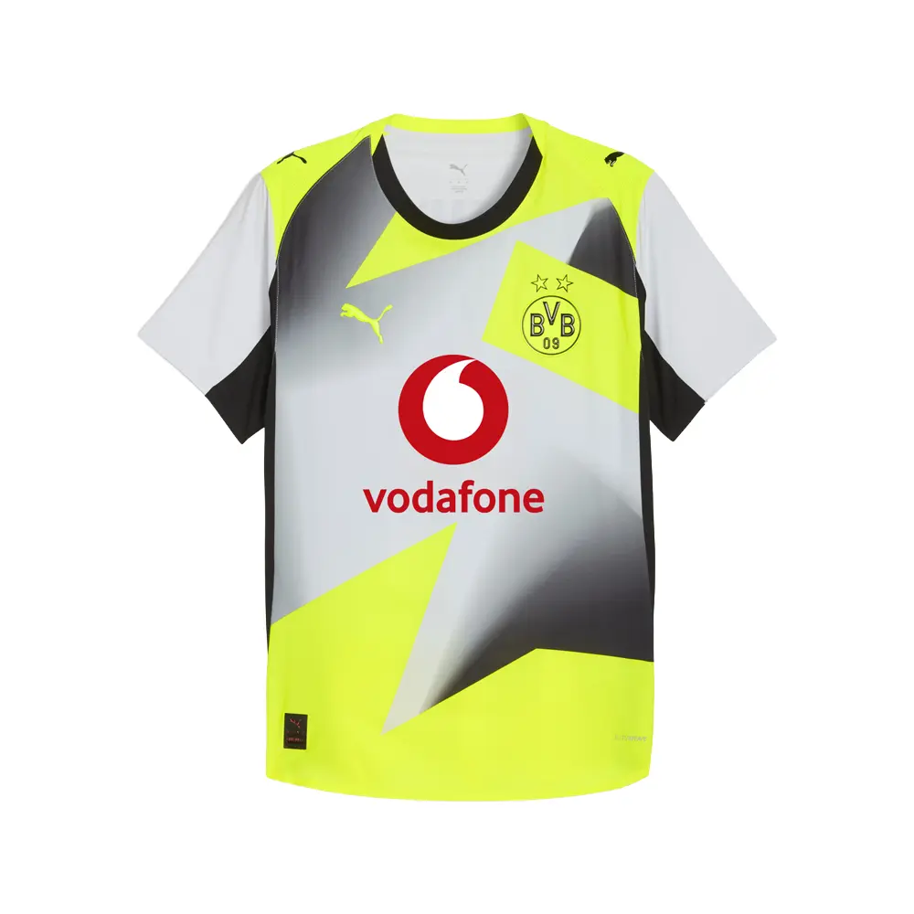 PUMA Mens Borussia Dortmund Authentic Away Crew Neck Short Sleeve Jersey Soccer Cleats  - Grey