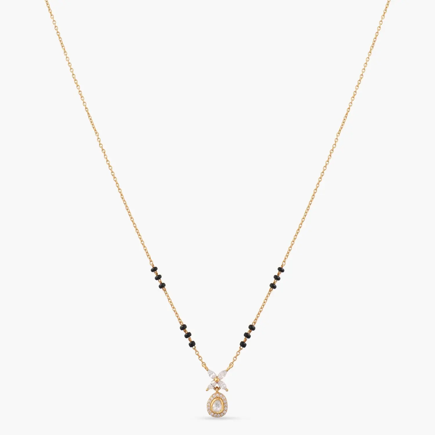 Delicate floral Moissanite Silver Mangalsutra Necklace