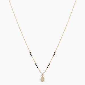 Delicate floral Moissanite Silver Mangalsutra Necklace