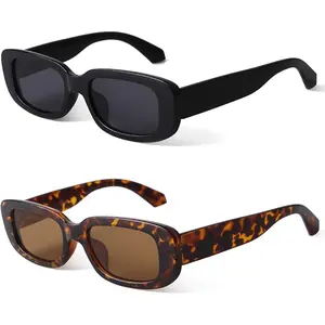 Retro Rectangle Sunglasses Women and Men Vintage Small Square Sun Glasses UV Protection Glasse