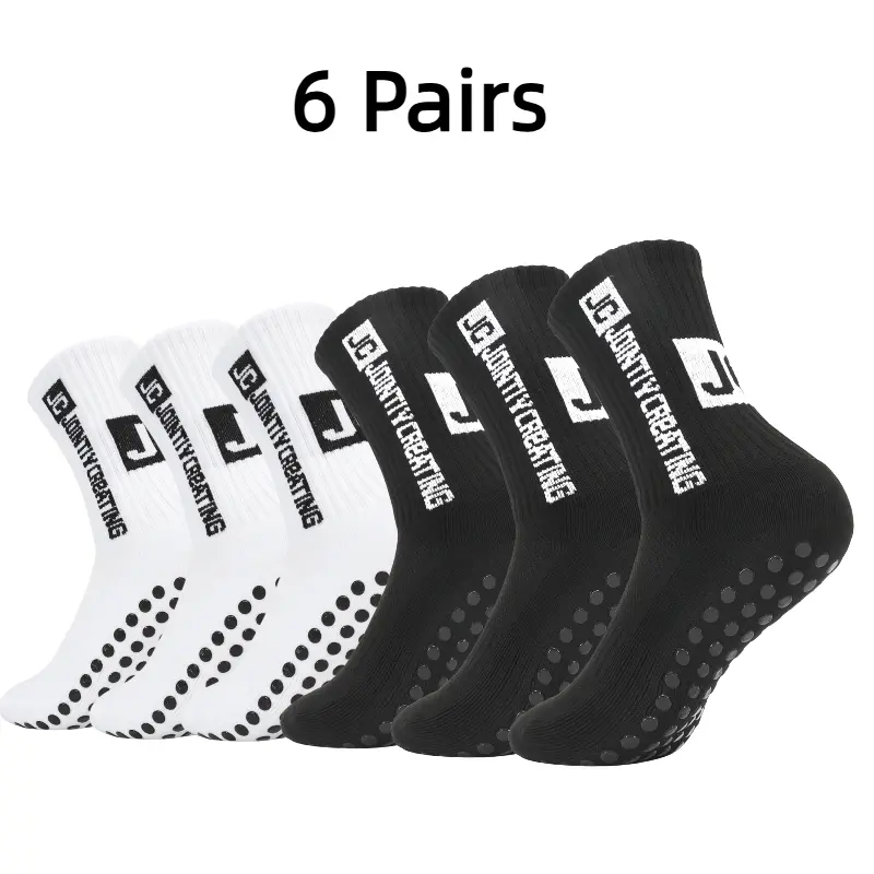 3/6/10 Pairs Grip Soccer Socks for Men Anti Slip Athletic Socks Non-Slip Sports Football Basketball Socks with Grip Pads