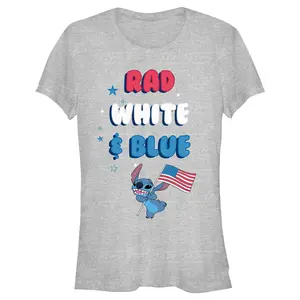 Junior's Lilo & Stitch Rad White and Blue T-Shirt