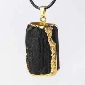 Black Tourmaline Protection Pendant – Raw Energy Crystal Necklace for Grounding & Shielding