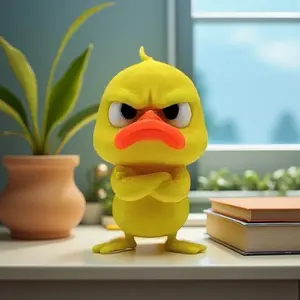 Angry Yellow Duck Statue, Angry Expression Funny Duck Ornament, with Vivid Face, Standing Posture Holding Hands, Standing Posture Rejecting, Perfect for Collection Display Gift