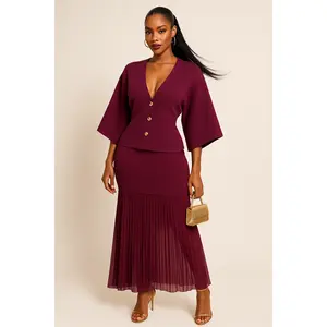Burgundy Poise Skirt Set