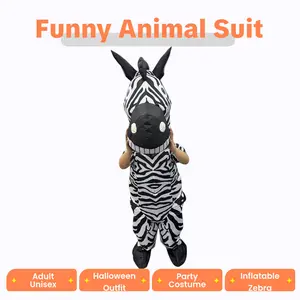 Funny Inflatable Zebra Costume Suit for Adults, Party, Halloween Clothing, Unisex One-Piece Set, Perfect for Men and Women