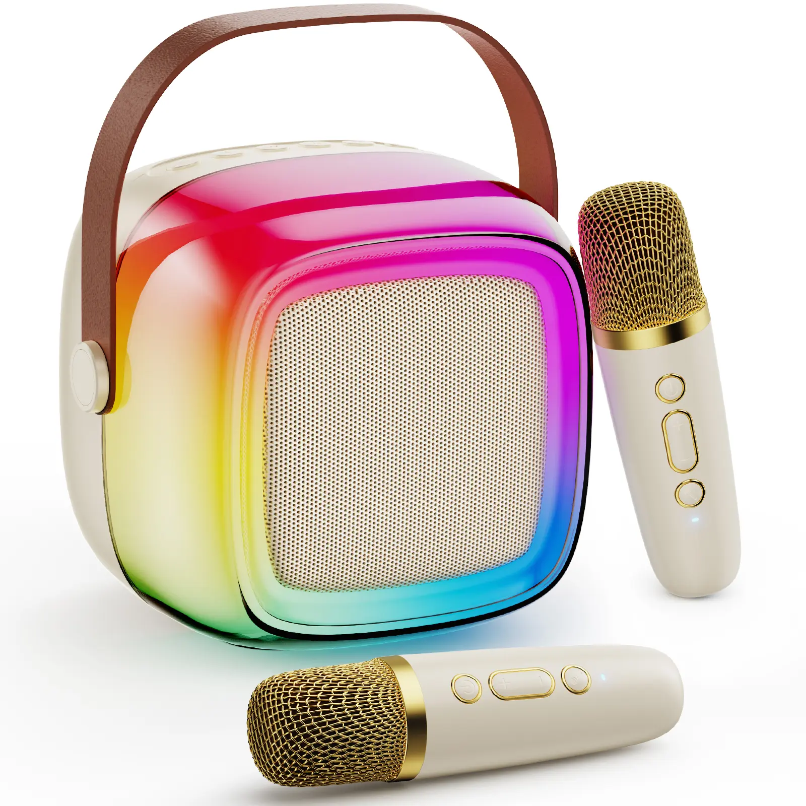 JYX D32 Multifunction Kids' Karaoke Machine - Portable Bluetooth Wireless Speaker with Mic, Mini Mic, LED Lights, High Output, 32ft Transmission Distance, Ideal for Home KTV, Christmas Gift Ideas for Music Lovers, Wireless Speakers