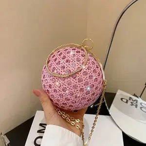 Glamorous Baller Baby Pink Glitter Round Clutch