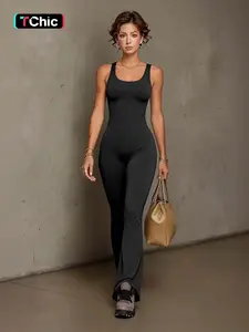 Spring Summer New Sleeveless Flared Fitted Jumpsuit, Slimming Party Atmosphere Pants, Women's Fashionable One-Piece, Womenswear