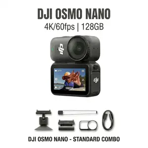 DJI Osmo Nano Standard Combo (128GB) - Small 4K/60fps Vlogging Camera with a 1/1.3″ Sensor, 143° Wide FOV Video, 200-Min Recording, Swift Content Transfer, Magnetic POV Cam 4K for Sports, Vlog