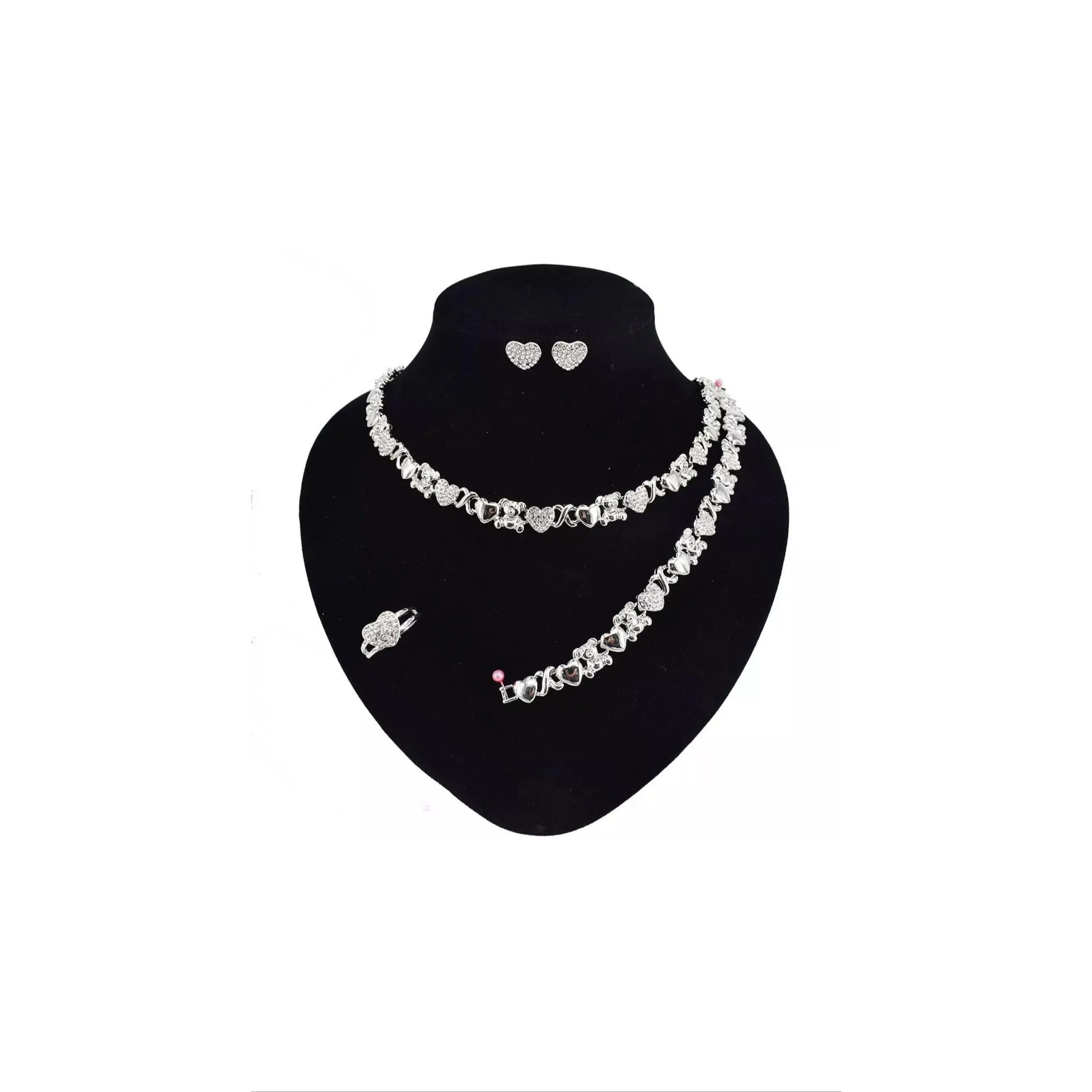 Women's Daily Teddy-Themed Jewelry for Women, Silver-Layered Gold-Plated Chain Set - HUGS&KISSES Style #15