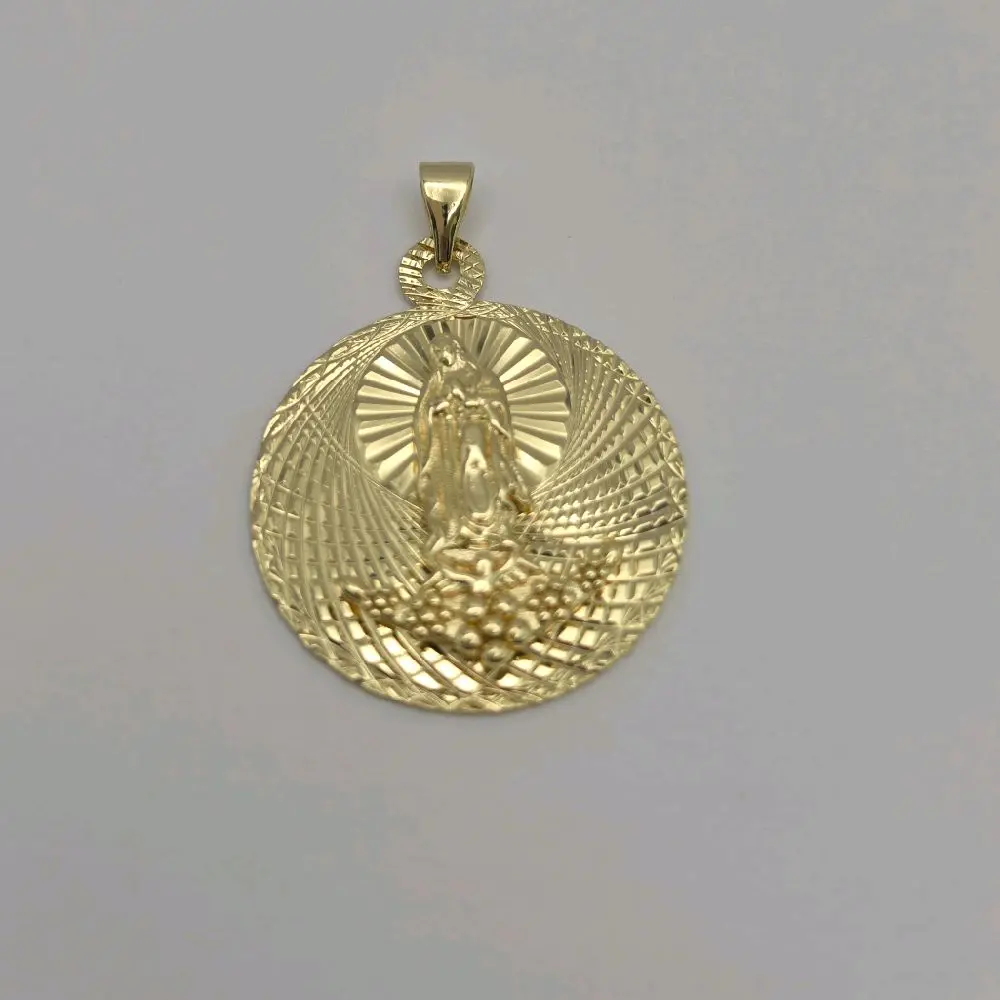VIRGIN MARY new style  Pendant only NO CHAIN gold-plated round pendant with flowers