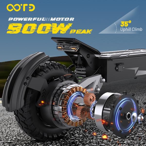 OOTD T10 Scooter for Adults, 48V 18AH Battery Up to 46 Miles Long Range & Powerful Motor, 34 MPH Max Speed, 11 Inch All-Terrain Tires Folding Commuter E Scooter with Dual Suspension & LCD Display