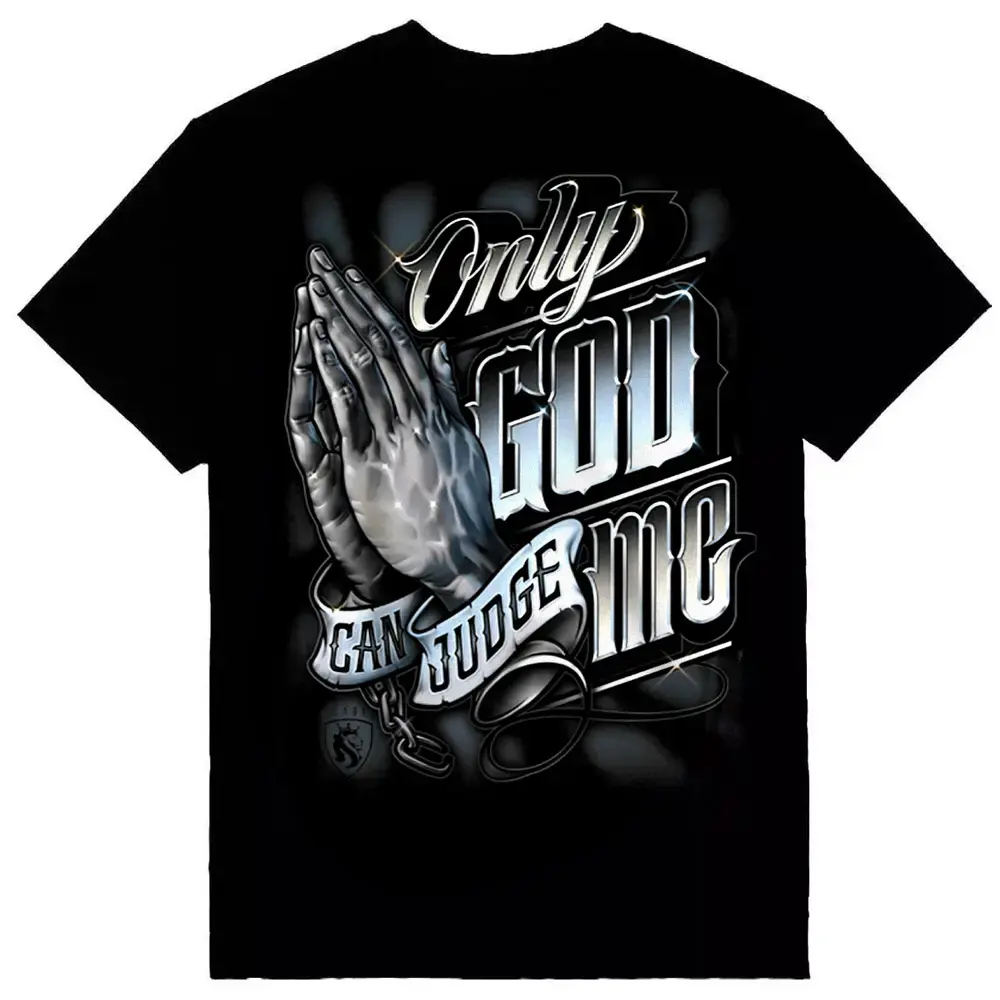 Men's Short-Sleeve Chicano Sports T-Shirt - "Only God Can Judge Me" 25K Gangster Streetwear