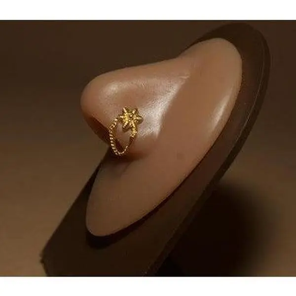 Melanin Gold Dangling Chain Nose Stud Ring Piercing