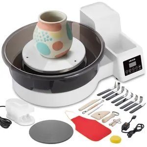 VEVOR Pottery Wheel for Adults, 14 and 11 Turntables, 450W Electric Table Top Pottery Wheel with Foot Pedal, 30-300 RPM Adjustable Speed, Detachable Basin, for Beginners, DIY Clay Art Craft, White