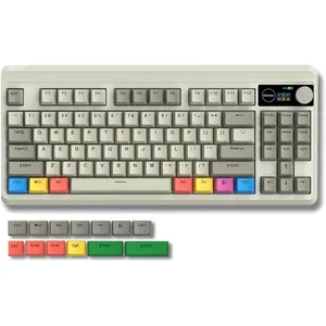 Retro 75% Gaming Keyboard with OLED Display&Knob, M87 Pro  5.1/2.4GHz /USB-C  Mechanical Keyboard with Hot-Swappable Custom , Compact Gamer RGB Keyboard-Grey