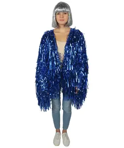 Unisex Thick Tinsel Jacket – Festival Carnival Glitter Jacket with Loose Fit | Shiny Synthetic Jacket for Women, Trendy Cosplay And Party Tinsel Outfit, Multiple Color, Multiple Size