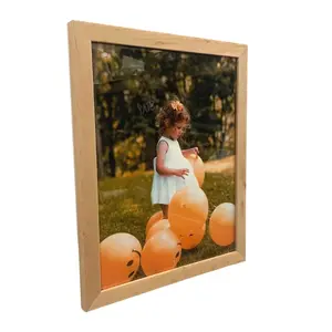 Natural Wood 17x17 Picture Frame Acrylic Glass - Modern Light Wood Frame