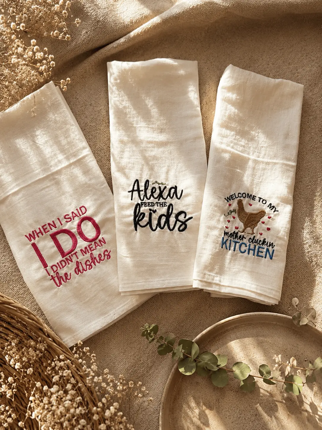 Tea Towels | Embroidered