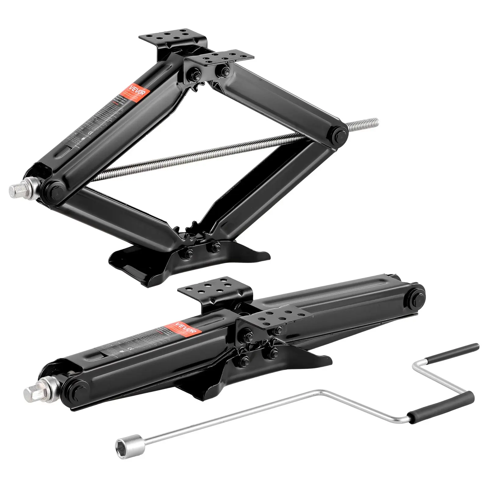 【Summerfinds】VEVOR 9000 lbs RV Scissor Jacks, 4-23.4 in RV Stabilizer Leveling Scissor Jacks, Set of 2, Heavy Duty Stabilizer Jack with Crank Handle, Socket and Bubble Levels, Not Easily Bent or Deformed Car Repair Tools Car Tire Inflator