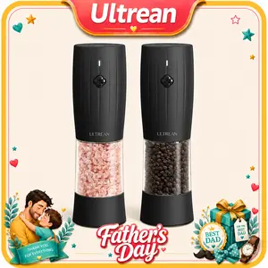 Ultrean Electric Salt and Pepper Grinder Set, Rechargeable Salt and Pepper Shakers, 6 Adjustable Coarseness, LED Light, Kitchen Gadget & Housewarming Gift, Sky Blue