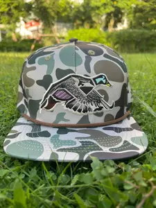 Vintage Mallard Duck Camo Rope Snapback Hat – Adjustable Hunting Cap for Men & Women