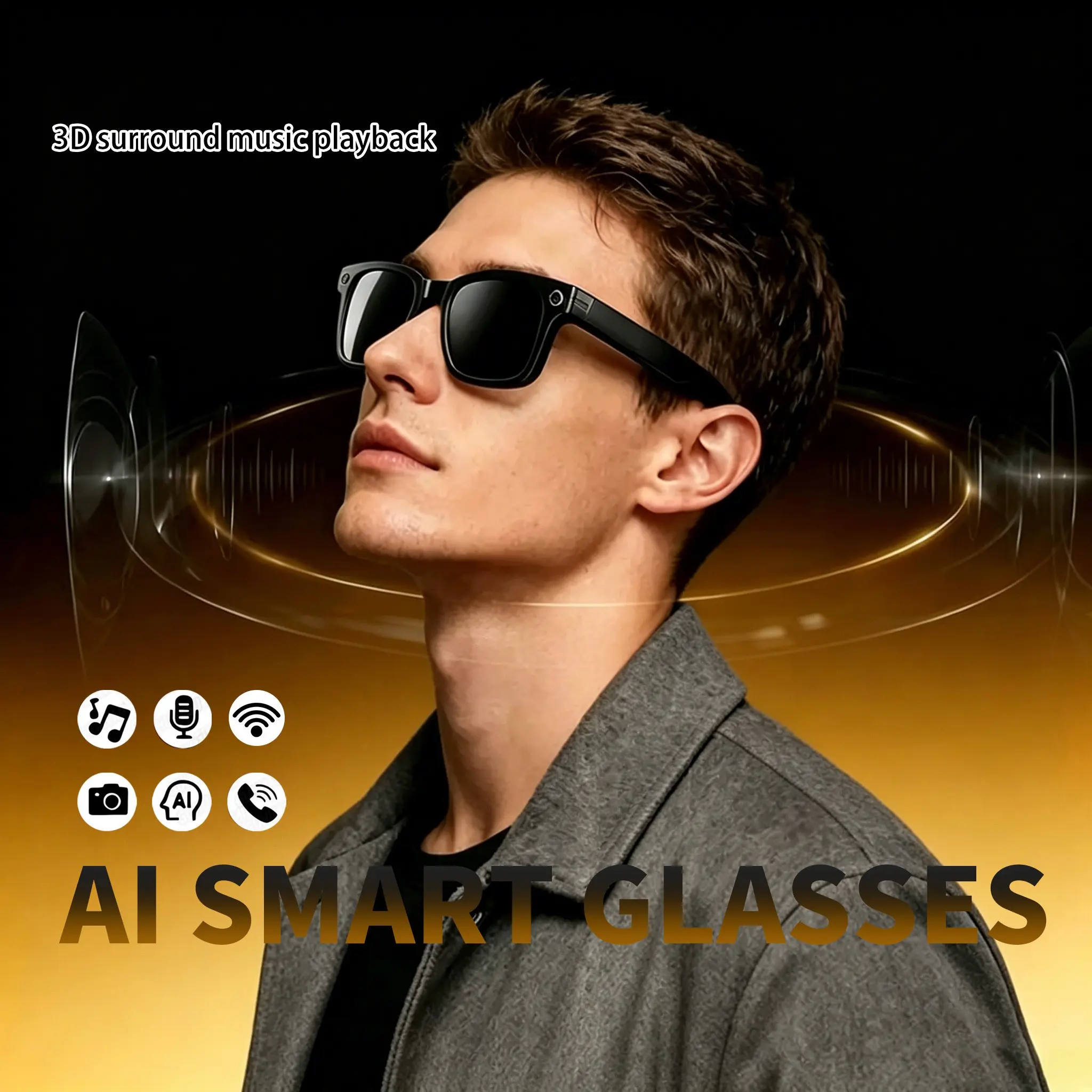 Intelligent AI translation camera glasses, 8-megapixel camera, AI object recognition, music playback, Bluetooth communication, UV protection photochromic lenses, are the ideal choice for travel Vlogs