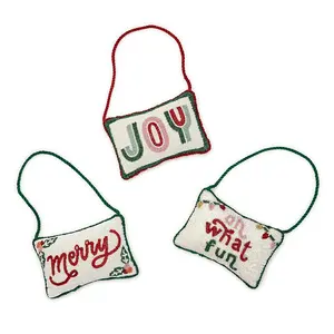 Merriment Hand-Beaded Ornament/Door Hanging Pillow