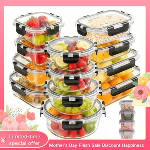 12pc Borosilicate Glass Storage Containers with Lids | 12 Airtight/Freezer Safe Food Storage Containers for Pantry and Kitchen | Meal Prep Container for Lunch | Glass Tupperware Set TikTokShopBlackFriday
