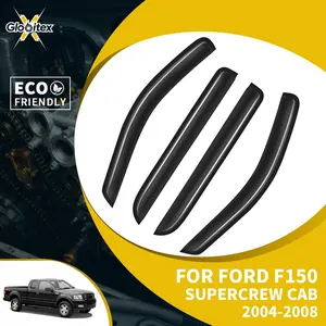 Tape-On Outside Window Visors Sun Rain Guards Vent for Ford F150 Supercrew Cab 4 Door 2004-2008, Mount Wind Deflectors, 4PCS