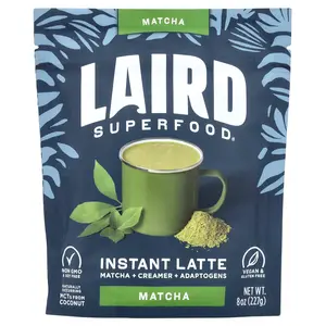 Laird Superfood Instant Latte, Matcha + Cramer + Adaptogens, Matcha, 8 oz (227 g)