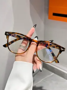 Unisex Fashion Leopard Pattern Eyeglasses Anti-blue Light Glasses, Cute Casual Classic Design Glasses for Daily Office and School Use