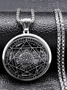 Seal Of Seven Archangels Medal Stainless Steel Necklace, Fashionable Jewelry for Women & Men, Trendy All-match & Exquisite Jewelry for Birthday Gift
