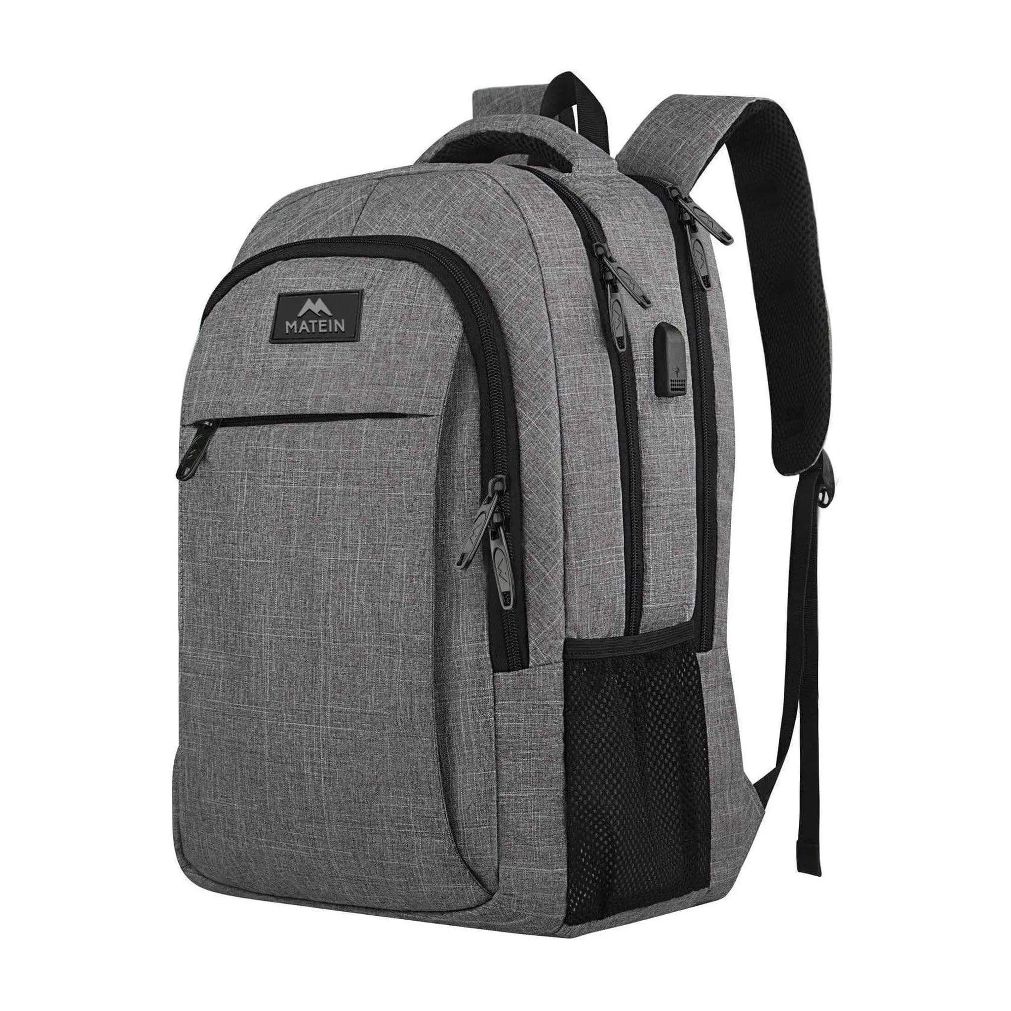 FR Fashion Co. 18" Anti-Theft Travel Backpack - Nylon, Water-Resistant, USB Port, Hidden Pocket, Padded Laptop Compartment, Adjustable Straps, Secure & Versatile for Travel