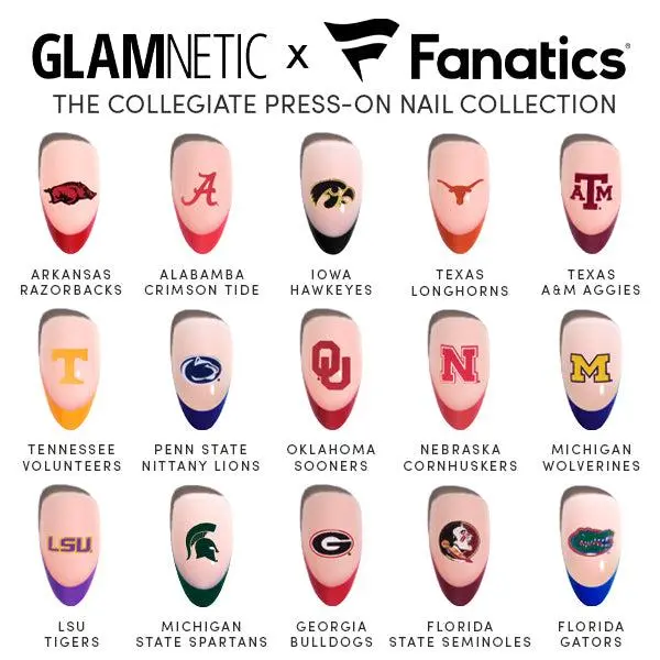 Glamnetic x Fanatics The Collegiate Press-On Nail Collection