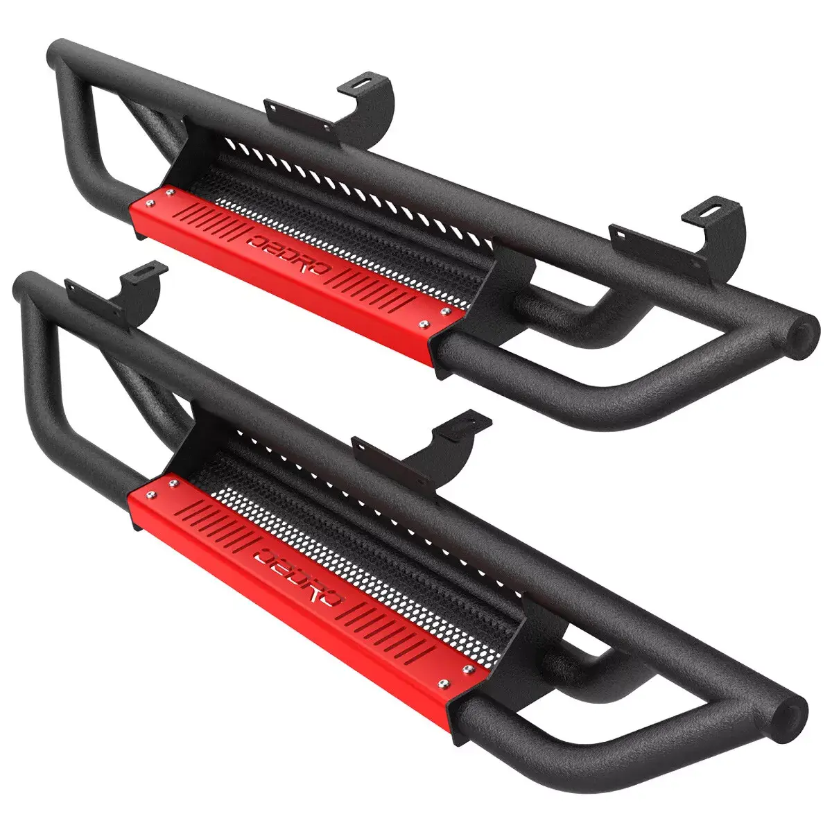 OEDRO 6 inch Running Boards, Drop Side Steps Compatible with 2007-2018 Jeep Wrangler JK 2 Door, Steel Nerf Bars Red Paintable Step Plates