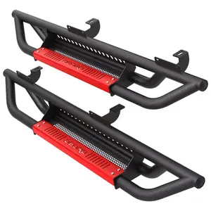 OEDRO 6 inch Running Boards, Drop Side Steps Compatible with 2007-2018 Jeep Wrangler JK 2 Door, Steel Nerf Bars Red Paintable Step Plates