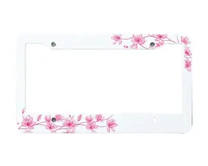White and Pink Lady Bug License Plate Frame Cute Red Beetle Pattern For Car Accessory Aesthetic Cute Vehicle Ornament For Women Girls Ladybird Decor Auto 5