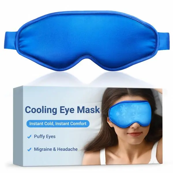 Ice Eye Mask Cooling Gel for Puffy Eyes,Reusable Cold Compress for Migraine, Headache, Eye Strain & Surgery Recovery, Comfortable Contoured Sleep Mask