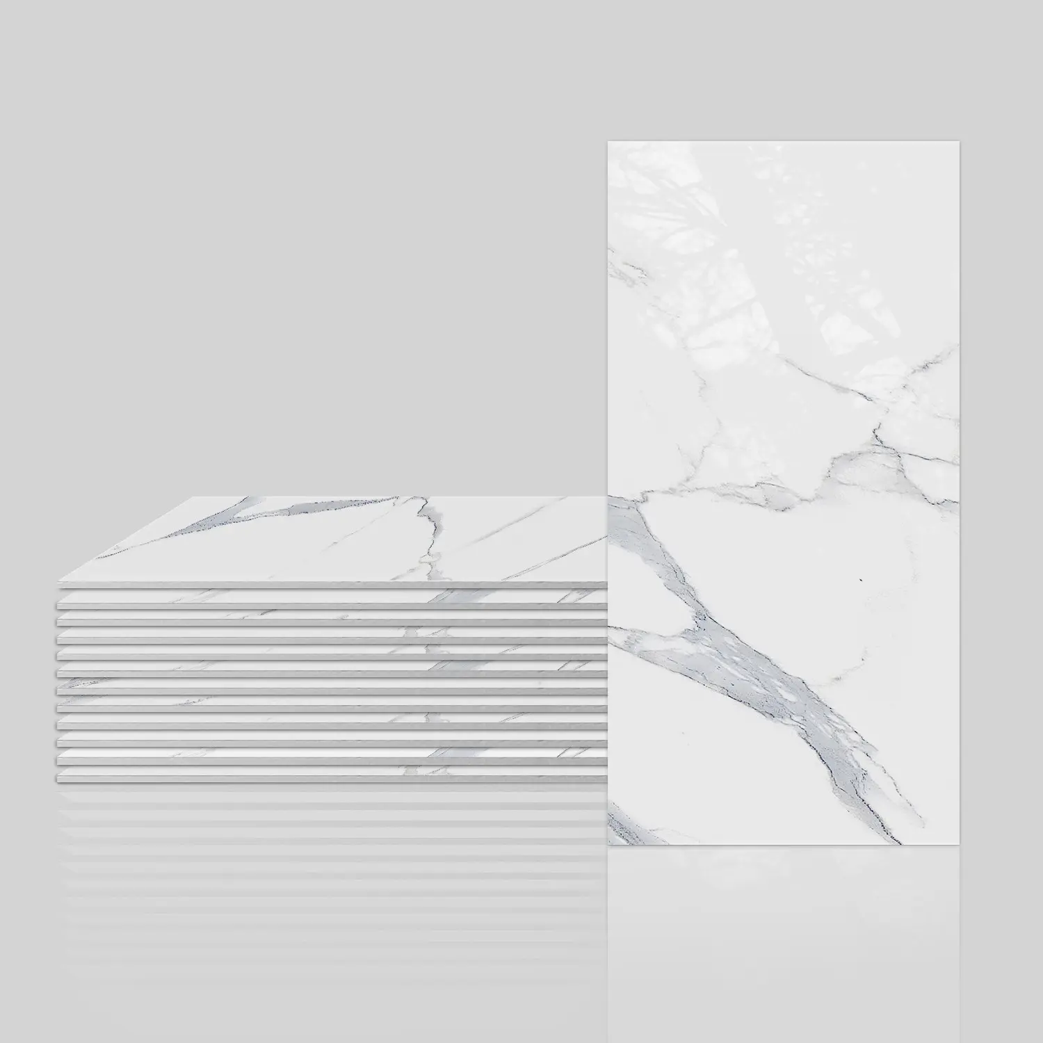 16pcs/32pcs/64pcs Peel and Stick Backsplash Tiles, White Marble Grey Vein Wall Stickers Decorations, Tile Wall Decals, Waterproof Removable Self-Adhesive Glossy Wall Tiles for Kitchen Bathroom RV Rental Home Decor，4inX8in