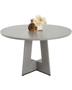 VEVOR Round Dining Table, 47 inch Wood Table for 4-6 Person, Farmhouse Circle Dinner Furniture, Rustic Leisure Tables with Thick Wooden Legs, for Home Kitchen Living Room, Grey (Only Table)