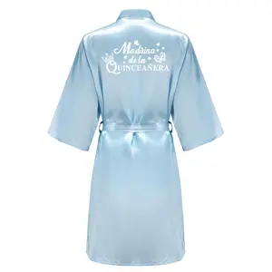 Princess Sweet 15 Years Girl Birthday Party Robes Quinceanera Robe Mis XV Bathrobe Silkly Nightgown
