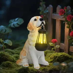 Creative Resin Dog Statue Solar Light, Outdoor Garden Sculpture, Pathway Lamp for Indoor Outdoor Decor, Christmas Thanksgiving Gift, Patio Lighting