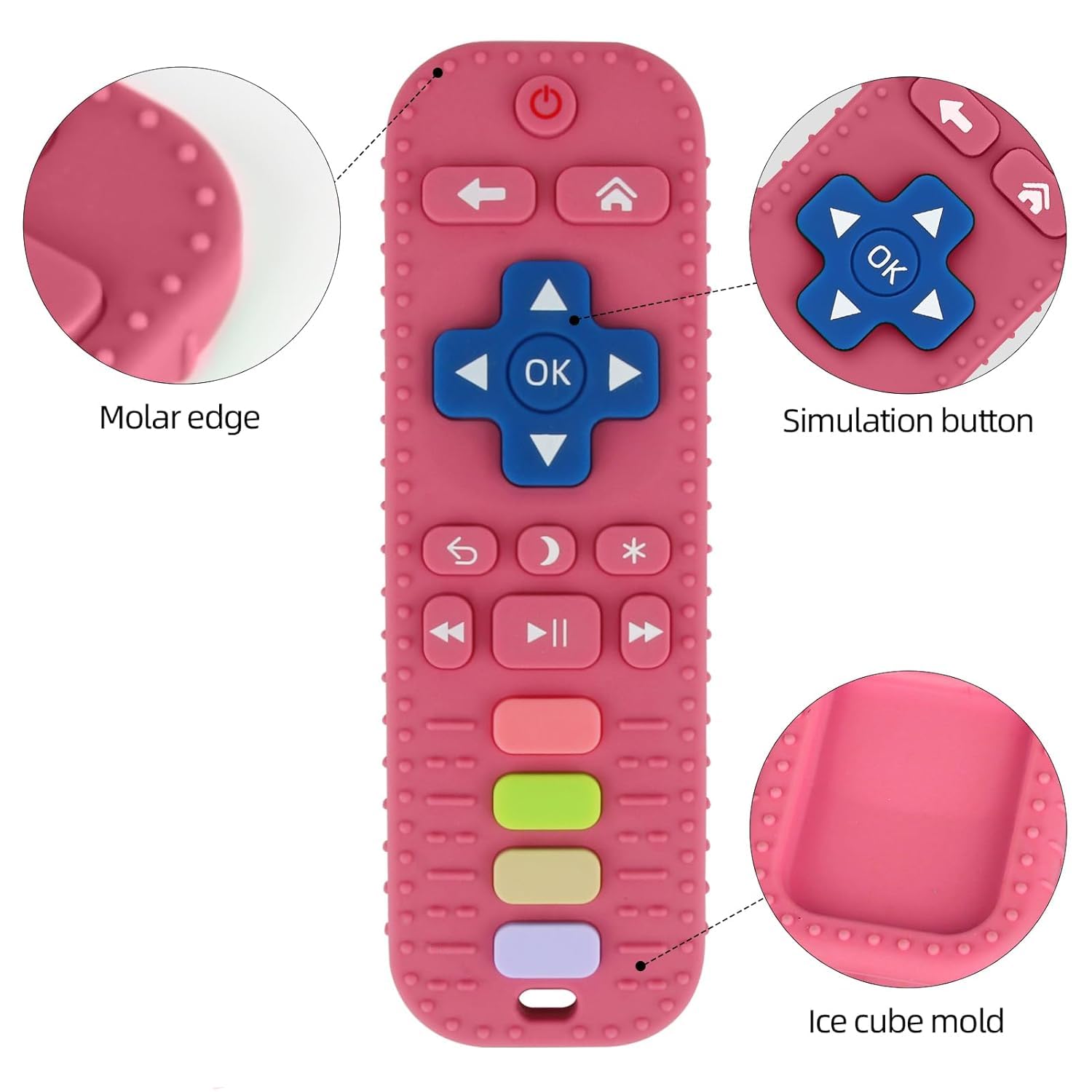 2Pack Silicone Teething Toys for Infant Toddlers Remote Control Shape Teethers for Babies Chew Toys Relief Soothe Gums Set BPA Free Freezable Dishwasher Refrigerator Safe