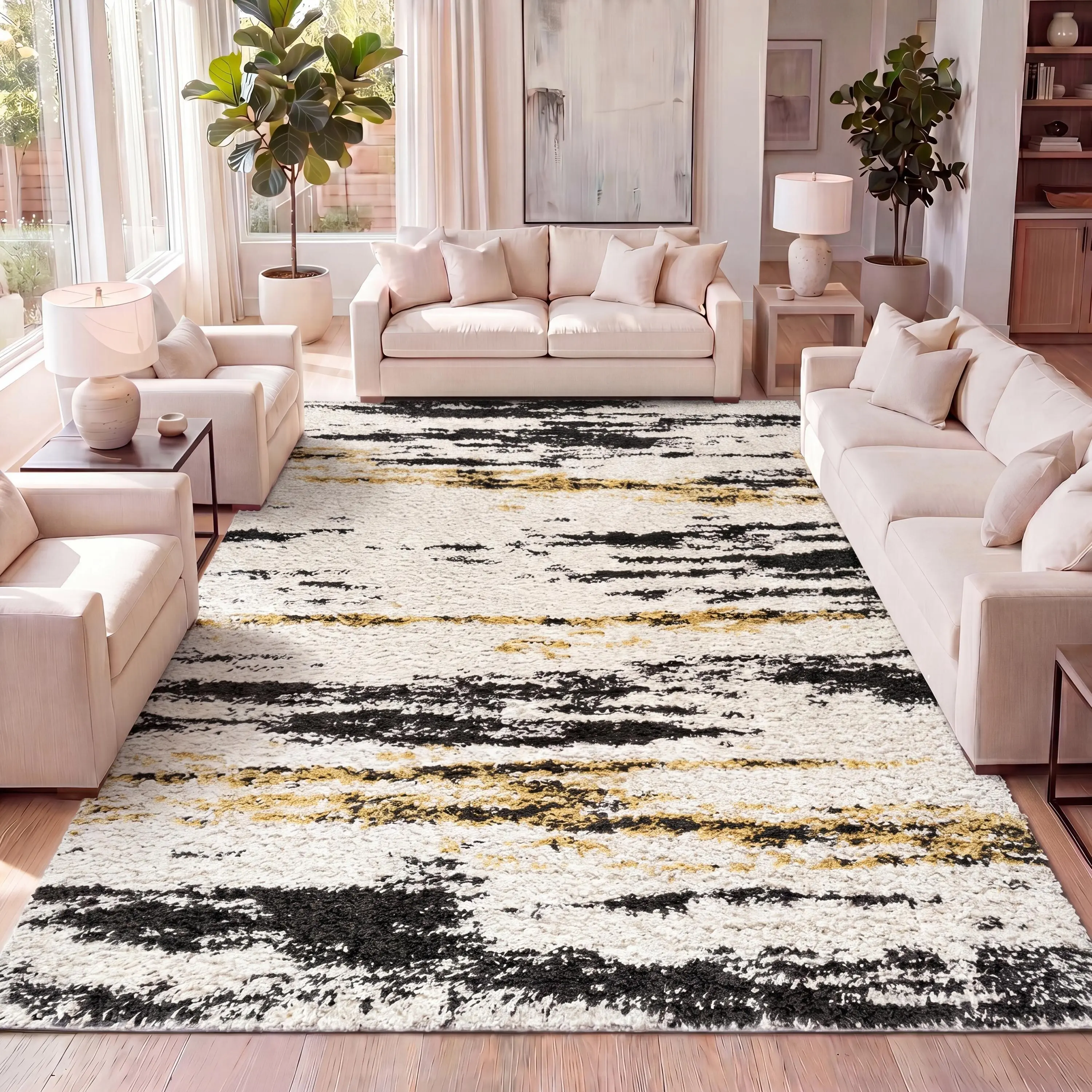 JONATHAN Y Nova Modern Bold Strie' Shag Area Rug; for Living Room, Kitchen, Bedroom, Dining Room, Office
