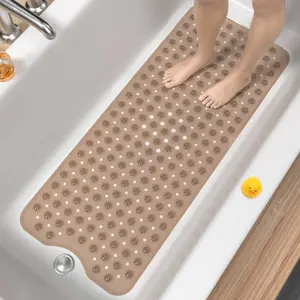 Bath Mat for Tub, Non Slip Bathtub Mat, 40 x 16 Inch Extra Long Bath Tub Mat, Machine Washable Bathroom Shower Mat with Suction Cups and Drain Holes, Soft on Feet